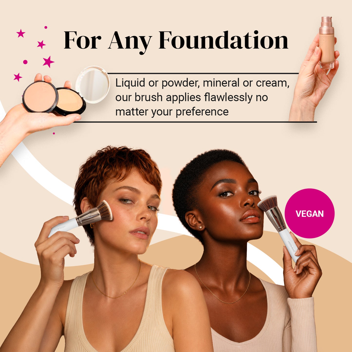 Large Kabuki Foundation Brush - 1.6" Top Diameter